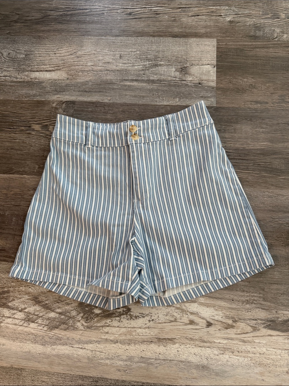 bagatelle Light Blue and White Striped Women's Bermuda Shorts